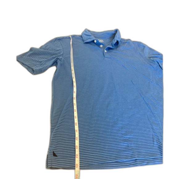Untuckit Axios Blue Striped Short Sleeve Polo Golf Preppy Shirt Med - Picture 7 of 8